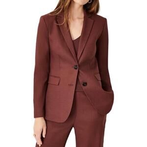 Ann Taylor‎ The Greenwich Single Breasted Blazer Size 4 Red Linen Office Career